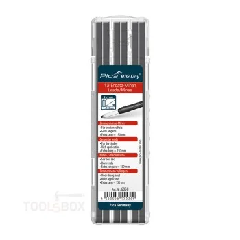 Резервни дърводелски графити - Pica BIG Dry, 2H, 2 x 5 мм, 150 мм, 12 бр., 6050
