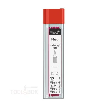 Резервни графити за Pica Fine Dry - червени, 12 бр., Ø0,9 мм, 7031
