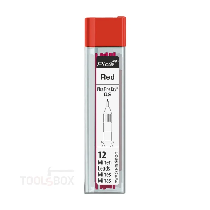 Резервни графити за Pica Fine Dry - червени, 12 бр., Ø0,9 мм, 7031