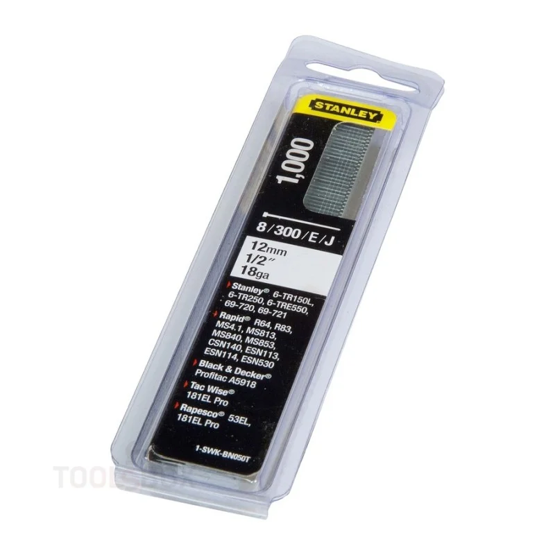 Stanley Brad Nails, Type J, 18 GA, 12 mm, 1000 pcs, 1-SWK-BN050T