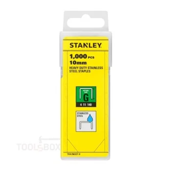 Скоби за такер - Stanley, неръждаема стомана, тип G, 10 мм, 1000 бр., TRA706SST-0