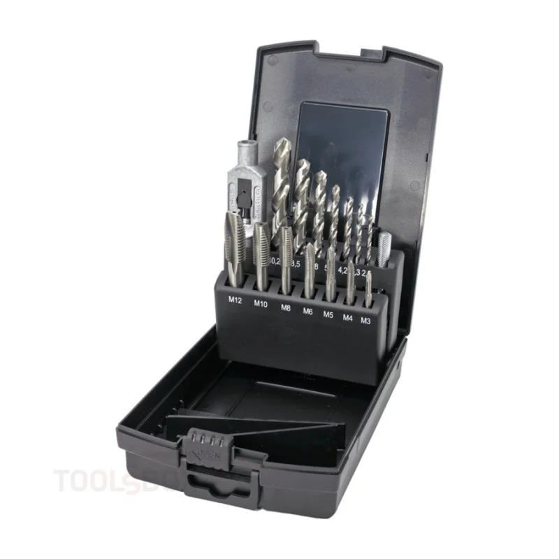 Tap and Drill Set with Wrench - STROXX, M3-M12, HSS-G, 15 Pieces, 500-962