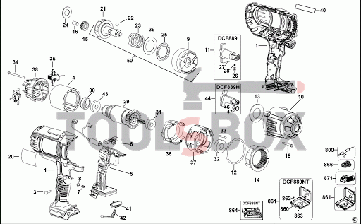 Стъкло DeWALT за гайковерт DCF889 / N268659