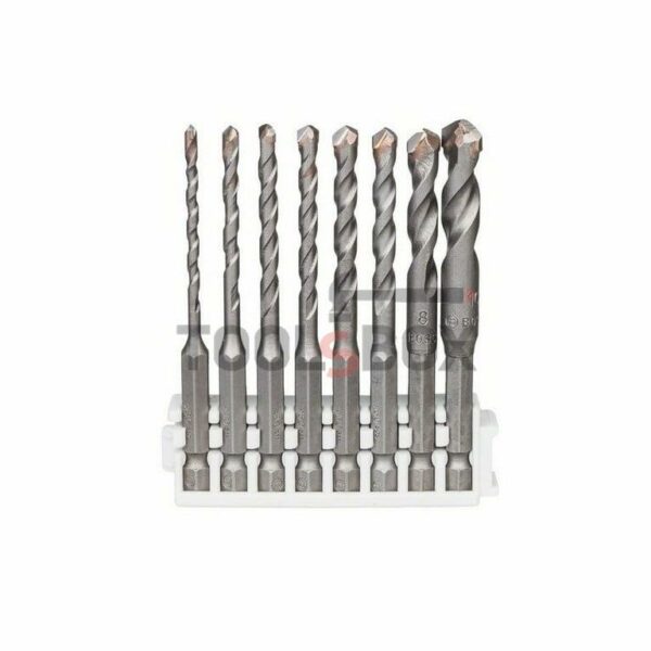 Свредла с твърдосплавни пластини Bosch Hex-9 Ceramic, с 6-стен опашка 1/4" за керамика ф 3.00- 10.00 мм, 8 бр комплект