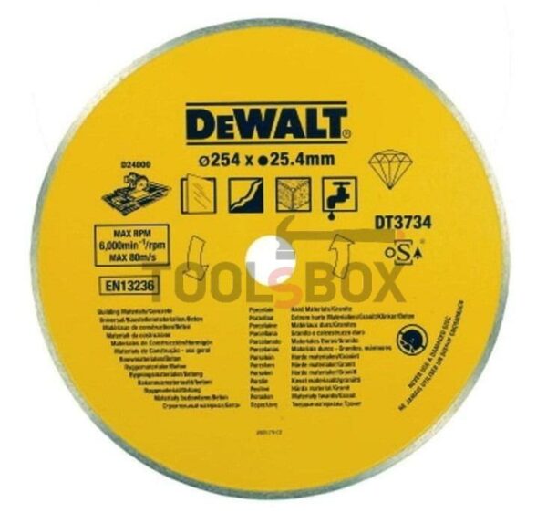 Диск диамантен за мокро рязане на керамика DeWALT DT3734, 254