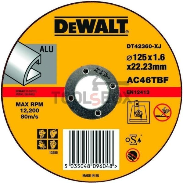 Диск карбофлексов за рязане алуминий DeWALT DT42360-XJ  , 125 - 22.20мм