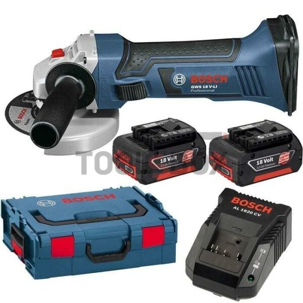 Ъглошлайф акумулаторен Bosch  GWS 18V-Li , ф 115 мм , 2 батерии 4,0 Ah , куфар