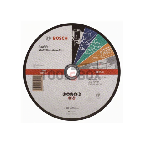 Диск за рязане- прав Bosch Rapido Multi Construction ACS 46 V BF, 230 mm, 1,9 mm / 2608602767