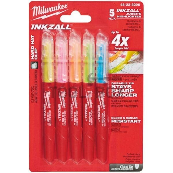Комплект цветни маркери  5 броя Milwaukee / INKZALL 48223206