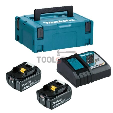 Акумулаторен комплект Makita Li-Ion LTX с 2 бр. акумулаторни батерии BL1860B , зарядно устройство DC18RC и куфар MAKPAC 1