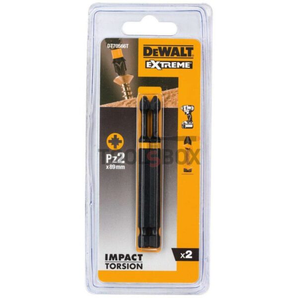 Битове – накрайници за винтоверт Dewalt DT70566T Pz2 2 бр. 89мм - Image 2