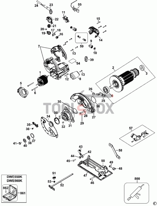 Статор за ръчен циркуляр DeWALT DWE550, DWE560 / N178802 - Image 2