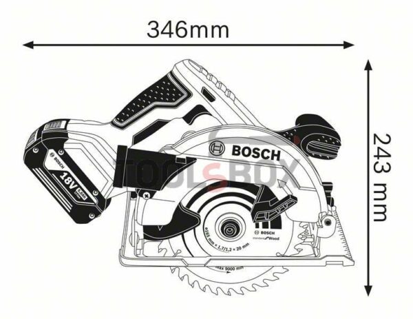 Акумулаторен циркуляр Bosch GKS 18V - 57 G, 18 V, 2 х 5.0Ah / 3601FA2200
