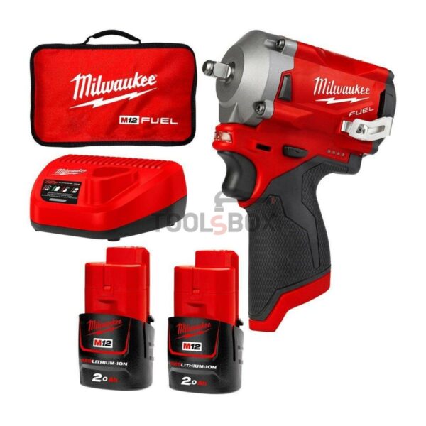 Акумулаторен гайковерт Milwaukee M12FIW38-202B, 3/8", 339 Nm