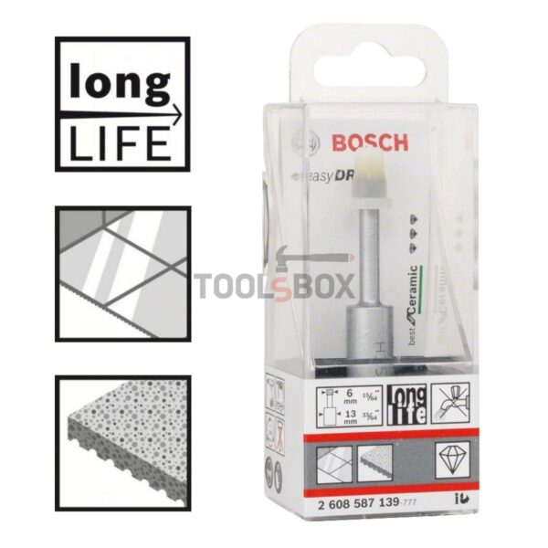 Диамантено свредло за керамика BOSCH Easy Dry Best за сухо пробиване 6х33мм