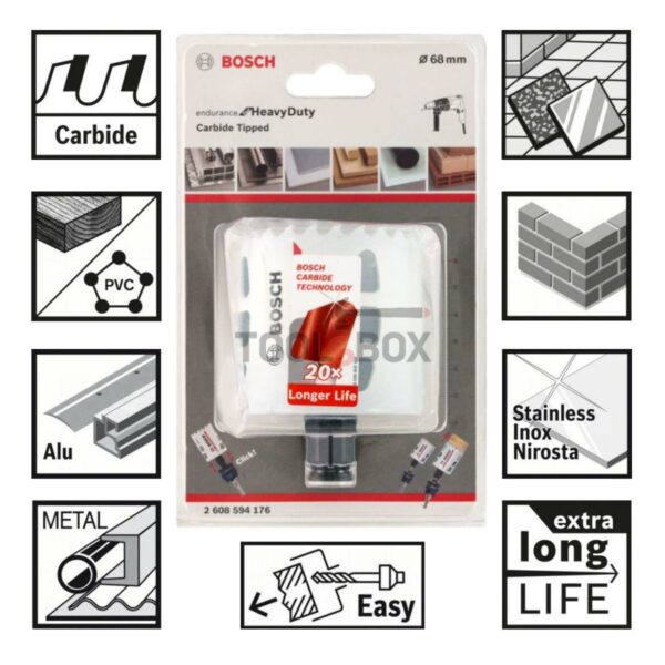Карбидна Боркоронa BOSCH Endurance for Heavy Duty Carbide, 68x60мм