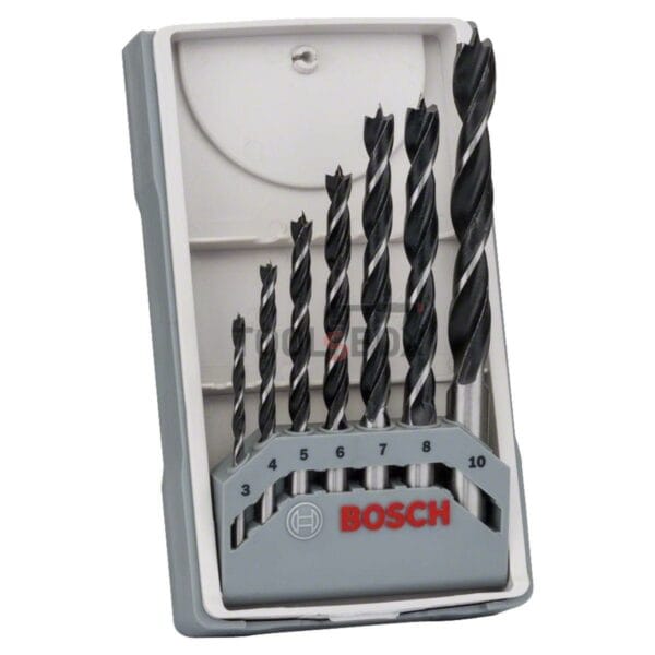 Комплект спирални свредла за дърво BOSCH, 3-10 мм, 7 части