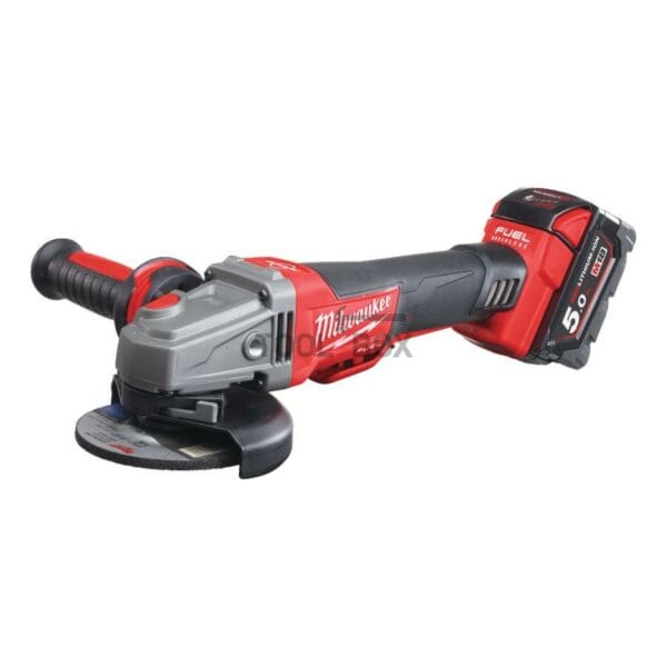 Акумулаторен ъглошлайф Milwaukee M18CAG125XPDB-502X в комплект с 2 батерии по 5Ah и куфар