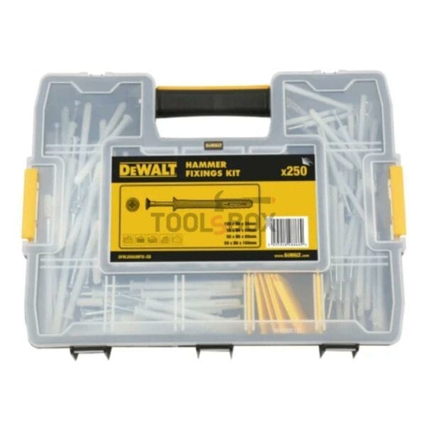 Монтажен комплект с дюбели в куфар DEWALT DFMJOHAMFIX 250 броя