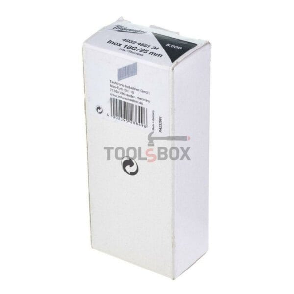 Пирони от неръждаема стомана Milwaukee 4932459134 Inox 18G / 25мм 5000 бр