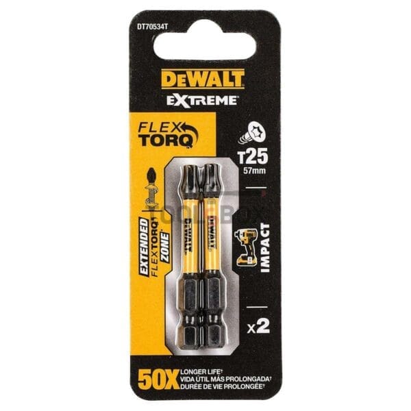 Подсилени битове Dewalt DT70534T T25х50мм, 2 броя
