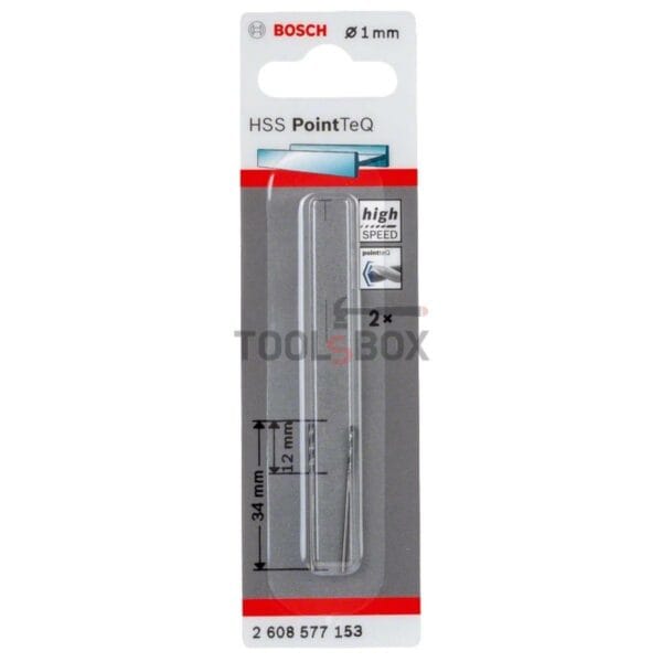 Свредло за метал BOSCH PointTec HSS 1.0х12мм, 2бр.