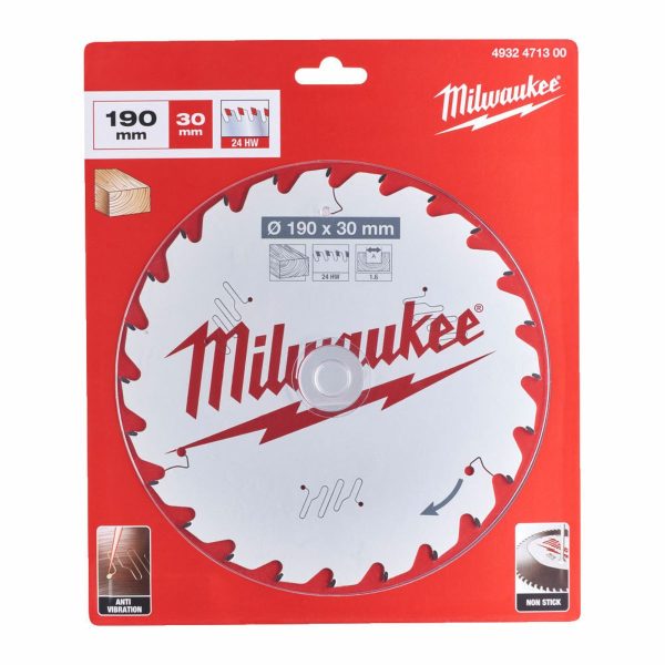Циркулярен диск за дърво Milwaukee 4932471300, 190x30мм x 24z
