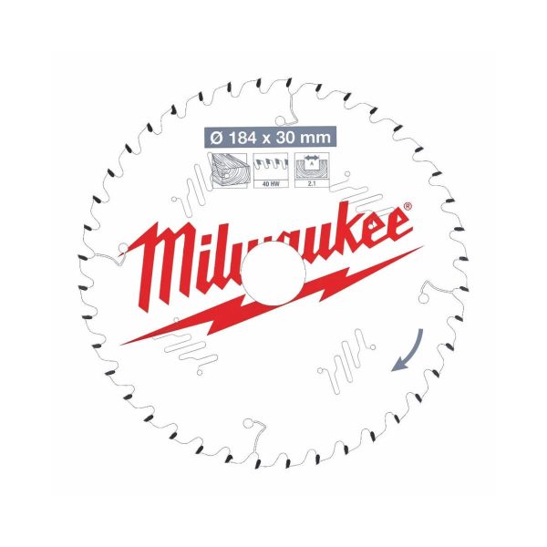 Циркулярен диск за дърво Milwaukee 4932471298, 184x30мм, 40 зъба
