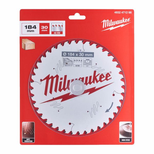 Циркулярен диск за дърво Milwaukee 4932471298, 184x30мм, 40 зъба
