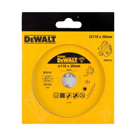 Диамантен диск за циркуляр за сухо и мокро рязане ф110х20 мм DeWALT DT3715-QZ