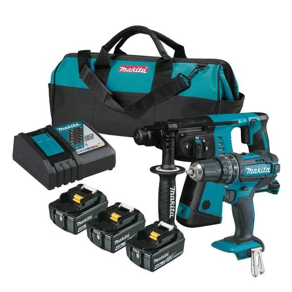 Комплект акумулаторен ударен винтоверт DHP482 и перфоратор DHR263 Makita - DLX2137M / 18V LXT