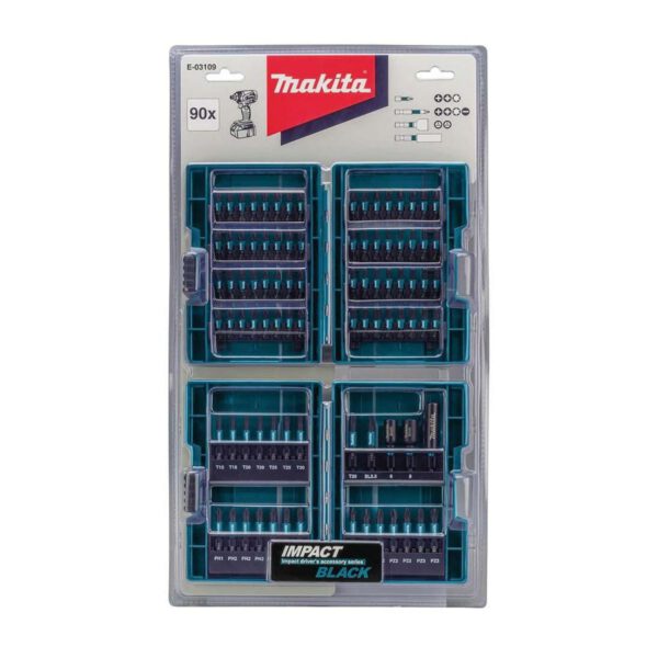 Комплект ударни накрайници / битове с магнитен държач Makita E-03109 - 90 части