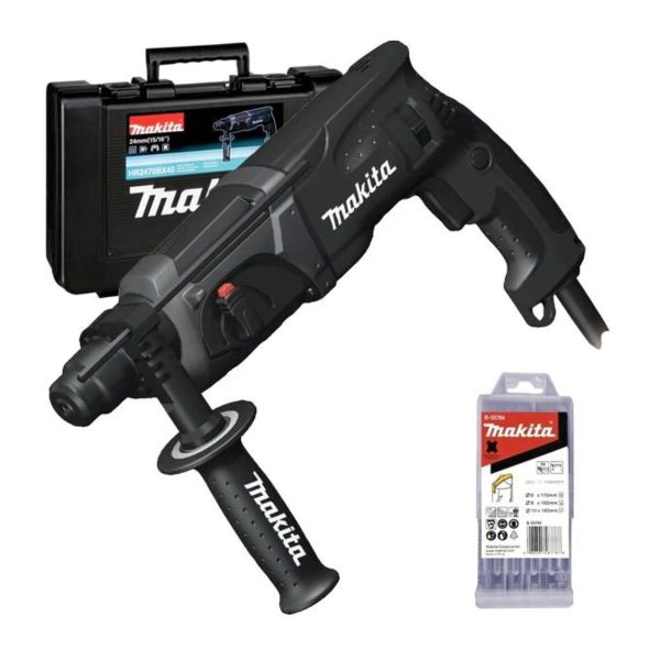 Електрически перфоратор Makita HR2470BX40 Black Edition + комплект свредла Makita