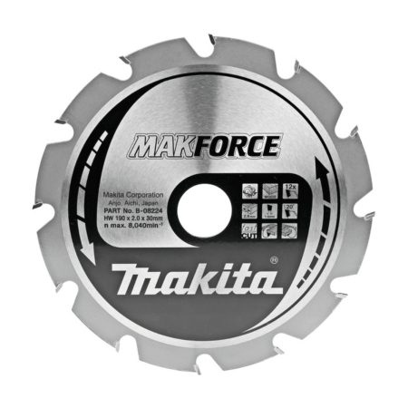 Циркулярен диск за дърво Makita B-08224, TCT, 190мм x 30мм x 12