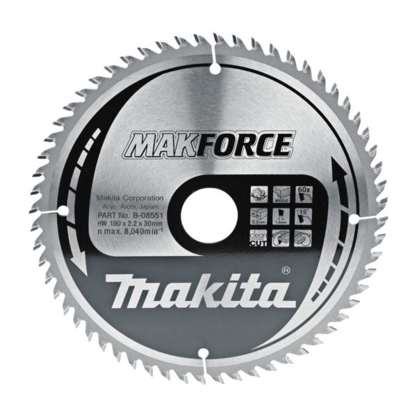 Циркулярен диск за дърво Makita B-08551, TCT, 190мм x 30мм x 60