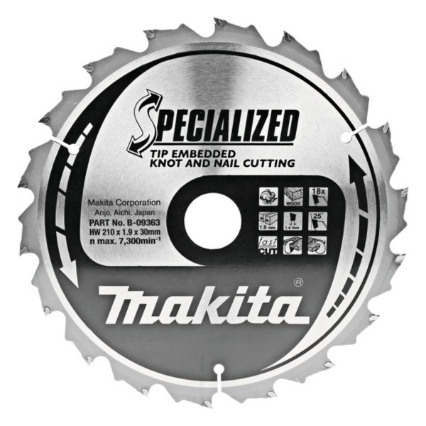 Циркулярен диск за дърво Makita B-09363, TCT, 210мм x 30мм x 18