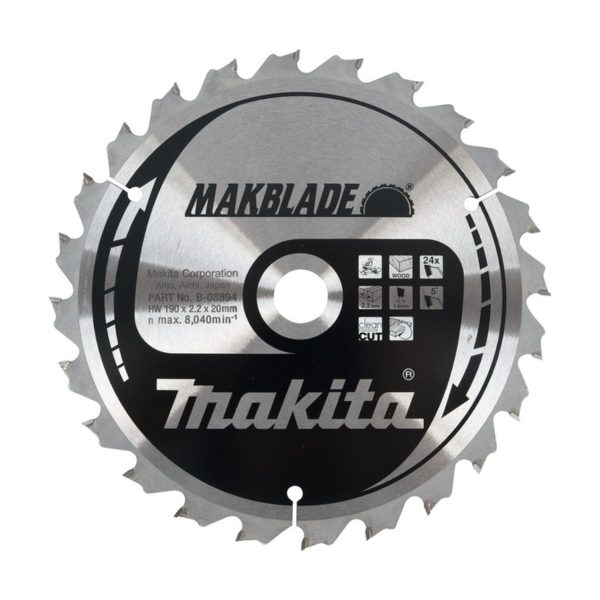 Циркулярен диск за дърво Makita B-08894, TCT, 190мм x 20мм x 24