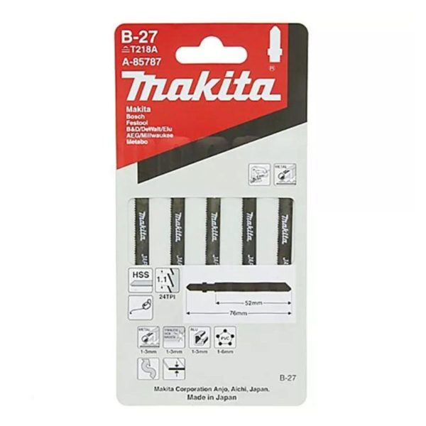 Нож за прободен трион Makita A-85787, B-27, 52мм, 5бр