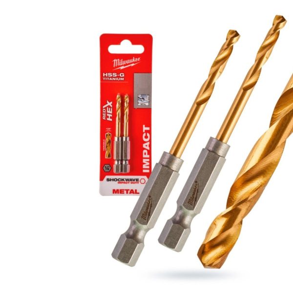 Комплект 2бр. свредла за метал ф 2.5x19/62мм Milwaukee HSS-G Titanium RED Hex