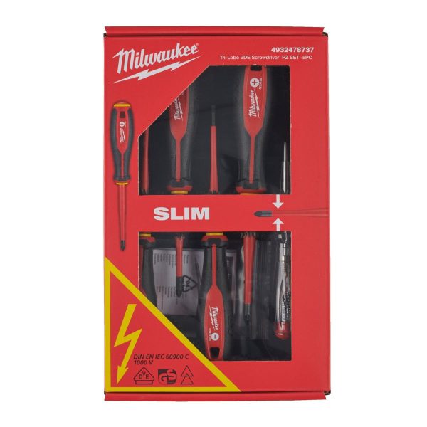 Milwaukee 4932478737 комплект отвертки 5 части Tri-Lobe VDE SLIM Slotted & Pozi