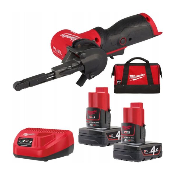 Акумулаторен лентов шлайф Milwaukee M12 FBFL10-402B, 12 V, 330 мм, 4 Ah