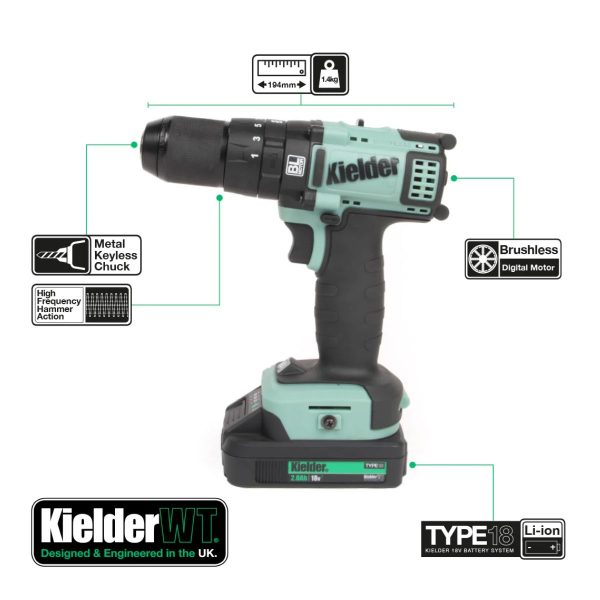 Акумулаторен винтоверт Kielder KWT-014-12 18V - 52 Nm, 2 x 2.0Ah Li-ion Brushless