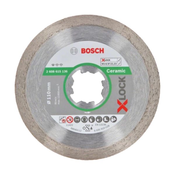 Диамантен диск за керамика Bosch X-Lock Standart For Ceramic, 2 608 615 136, 110 мм