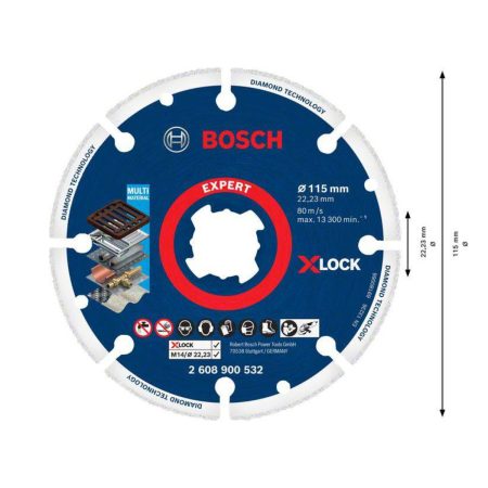 Диамантен диск Bosch X-Lock 2608900532, 115 мм