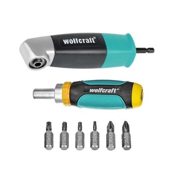 Комплект ъглова приставка с битове и отвертка Wolfcraft 041 WLF 554, 130 мм, 1/4"