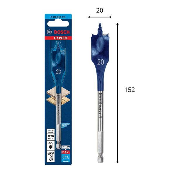 Плоско свредло Bosch 2608900319, 152 х 20 мм, 1/4"