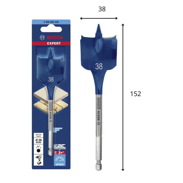 Плоско свредло Bosch 2608900329, 152 х 38 мм, 1/4"