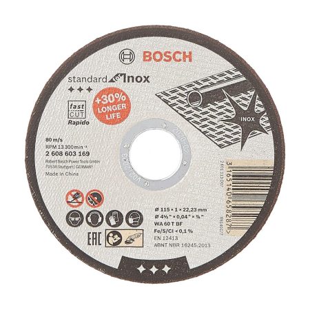 Прав диск Bosch Standart For Inox 2608603169, 115 мм