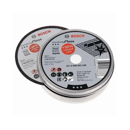 Прав диск за метал Bosch Standart For Inox 2608603254, 115 мм, 10 бр
