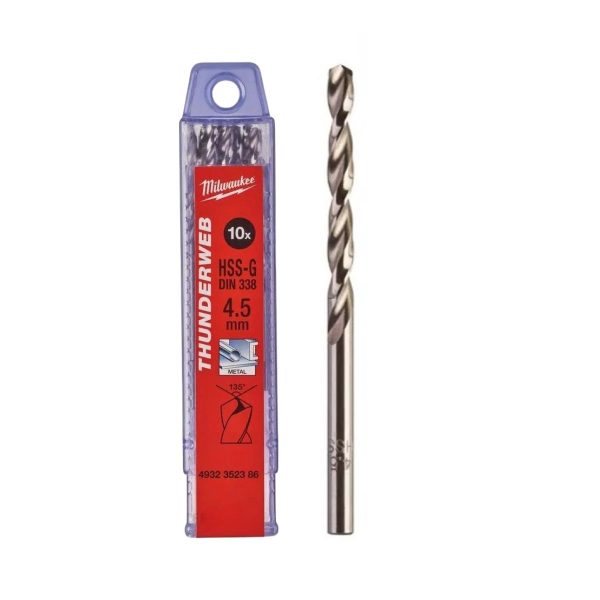Свредло за метал Milwaukee HSS-G Thunderweb D338, 4.5х80мм, 10бр.